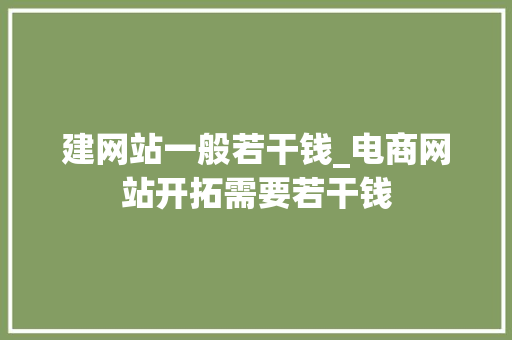 建网站一般若干钱_电商网站开拓需要若干钱