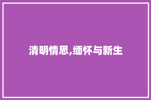 清明情思,缅怀与新生