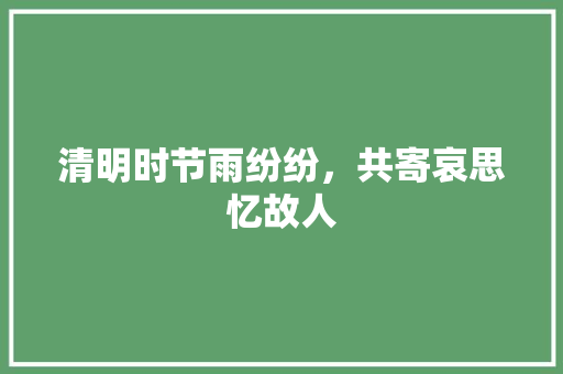 清明时节雨纷纷，共寄哀思忆故人