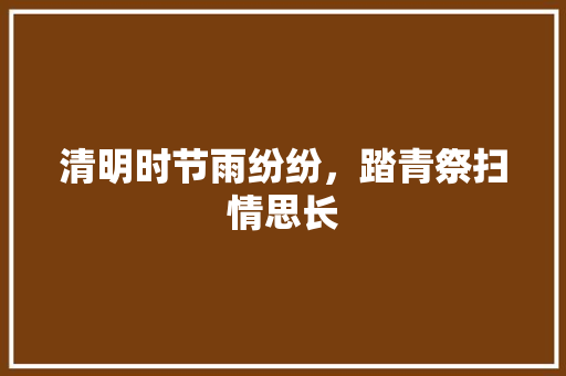 清明时节雨纷纷，踏青祭扫情思长