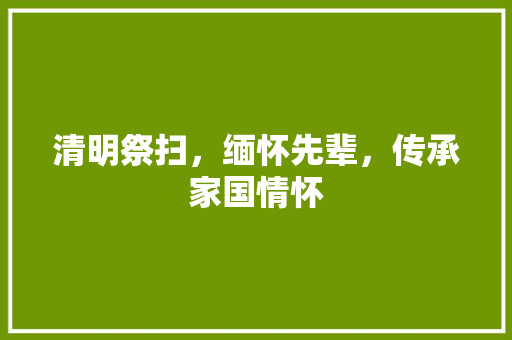 清明祭扫，缅怀先辈，传承家国情怀