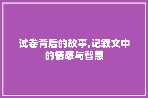 试卷背后的故事,记叙文中的情感与智慧