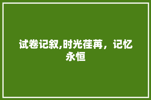 试卷记叙,时光荏苒，记忆永恒