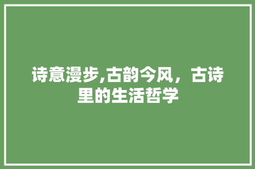 诗意漫步,古韵今风，古诗里的生活哲学