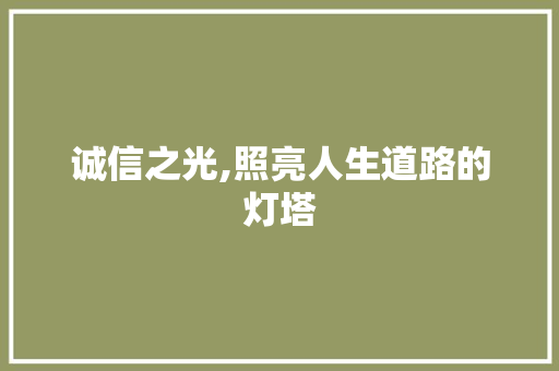 诚信之光,照亮人生道路的灯塔