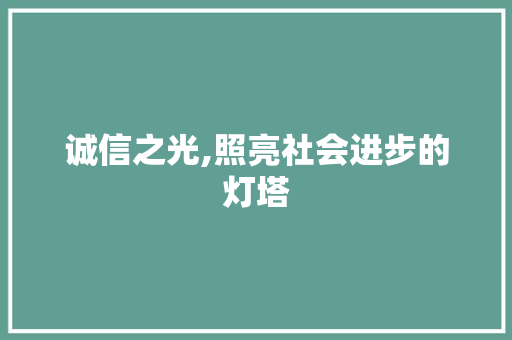 诚信之光,照亮社会进步的灯塔