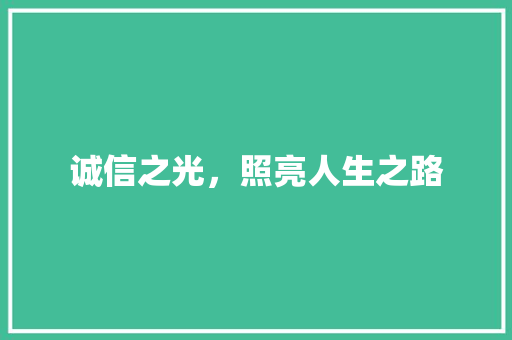 诚信之光，照亮人生之路