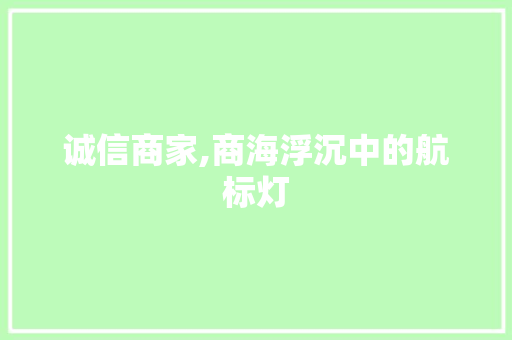 诚信商家,商海浮沉中的航标灯