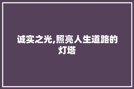 诚实之光,照亮人生道路的灯塔