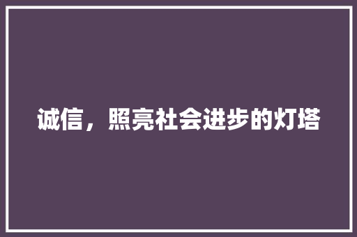 诚信，照亮社会进步的灯塔