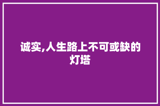 诚实,人生路上不可或缺的灯塔