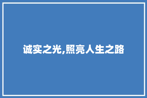 诚实之光,照亮人生之路