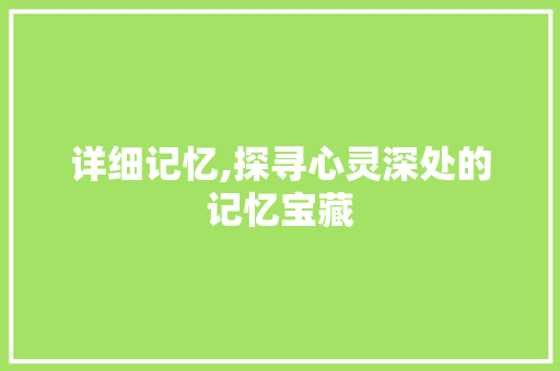 详细记忆,探寻心灵深处的记忆宝藏