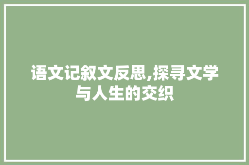 语文记叙文反思,探寻文学与人生的交织