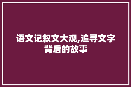 语文记叙文大观,追寻文字背后的故事