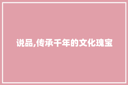 说品,传承千年的文化瑰宝