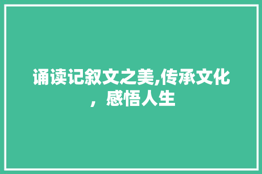 诵读记叙文之美,传承文化，感悟人生