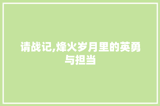 请战记,烽火岁月里的英勇与担当