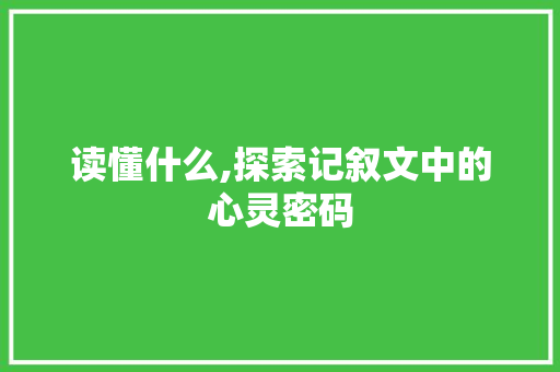 读懂什么,探索记叙文中的心灵密码 学术范文