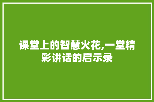 课堂上的智慧火花,一堂精彩讲话的启示录