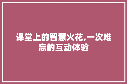 课堂上的智慧火花,一次难忘的互动体验