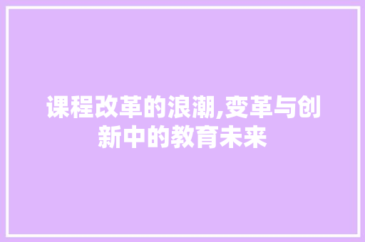 课程改革的浪潮,变革与创新中的教育未来