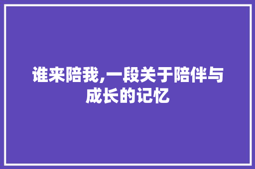 谁来陪我,一段关于陪伴与成长的记忆