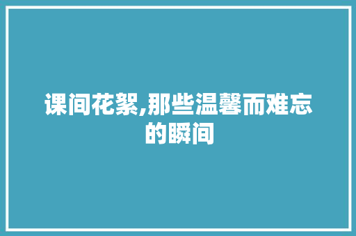 课间花絮,那些温馨而难忘的瞬间