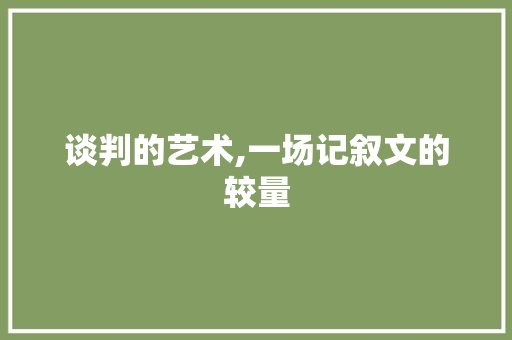 谈判的艺术,一场记叙文的较量