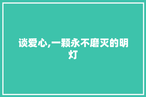 谈爱心,一颗永不磨灭的明灯