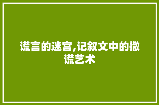 谎言的迷宫,记叙文中的撒谎艺术