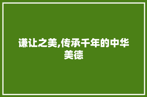 谦让之美,传承千年的中华美德