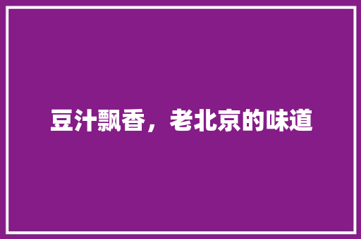 豆汁飘香，老北京的味道