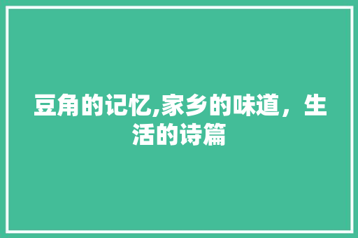 豆角的记忆,家乡的味道，生活的诗篇