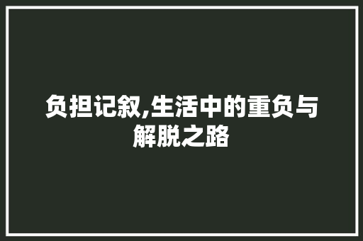 负担记叙,生活中的重负与解脱之路