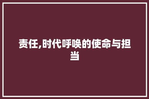 责任,时代呼唤的使命与担当