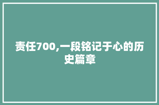 责任700,一段铭记于心的历史篇章