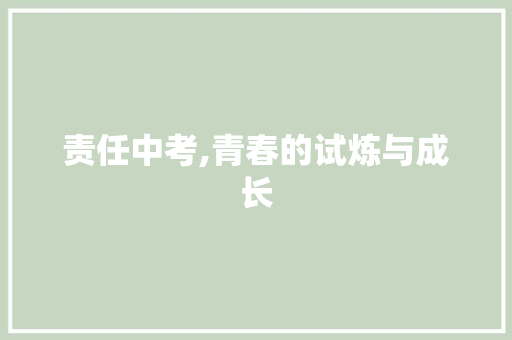 责任中考,青春的试炼与成长