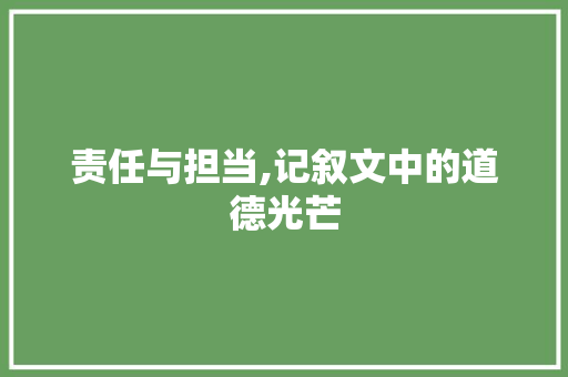 责任与担当,记叙文中的道德光芒