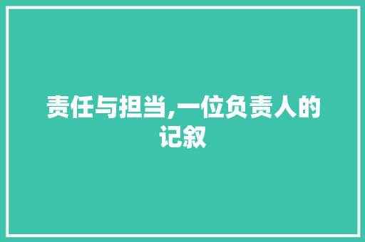 责任与担当,一位负责人的记叙