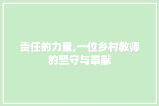 责任的力量,一位乡村教师的坚守与奉献