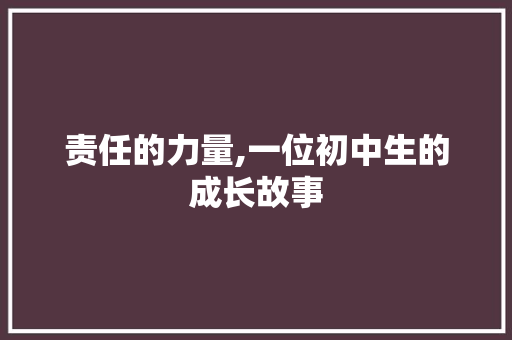 责任的力量,一位初中生的成长故事