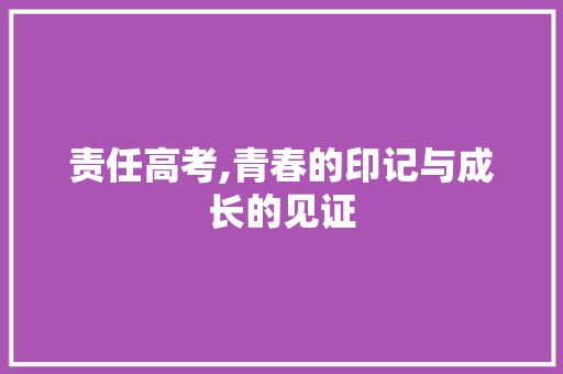 责任高考,青春的印记与成长的见证