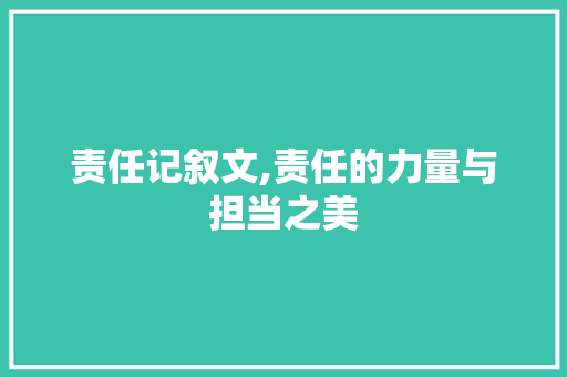 责任记叙文,责任的力量与担当之美