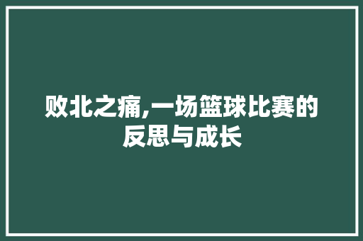 败北之痛,一场篮球比赛的反思与成长