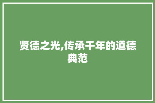 贤德之光,传承千年的道德典范