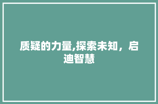 质疑的力量,探索未知，启迪智慧