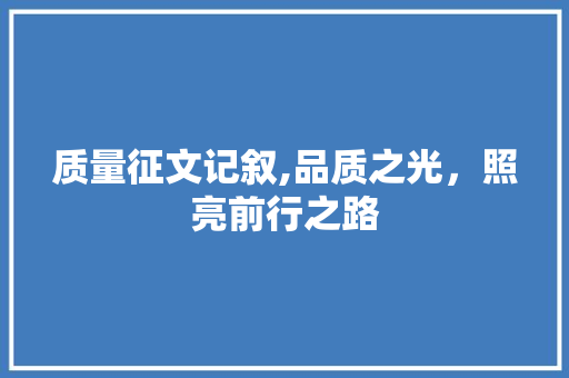 质量征文记叙,品质之光，照亮前行之路