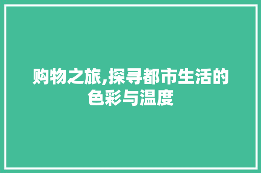 购物之旅,探寻都市生活的色彩与温度