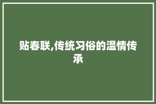 贴春联,传统习俗的温情传承